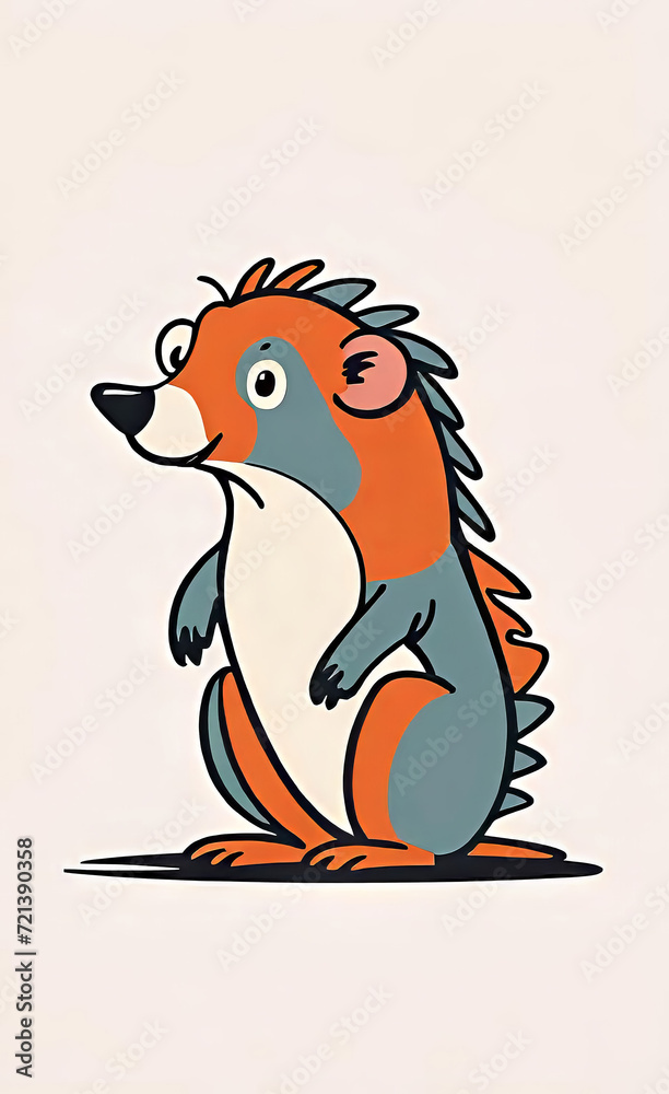 Fototapeta premium vector illustration, flat logo of cute animal vector icon, primitive childish doodle, isolated on white background,