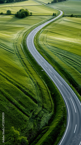 Highway in middle of green land