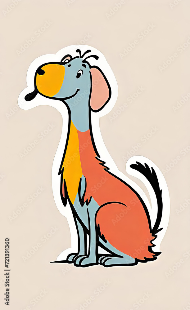 Obraz premium vector illustration, flat logo of cute animal vector icon, primitive childish doodle, isolated on white background,