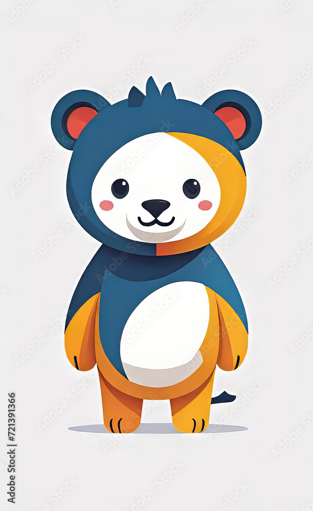 Fototapeta premium vector illustration, flat logo of cute animal vector icon, primitive childish doodle, isolated on white background,