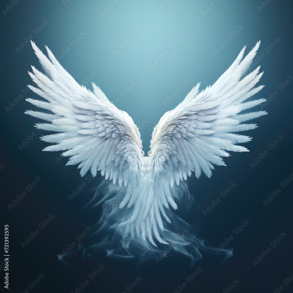 Dream like, realistic angel wings background with a white wing of a bird Dream like, realistic angel wings background with a white wing of a bird