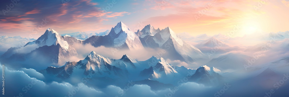 Serene beauty of snow-capped mountain peaks forming a textured pattern that conveys the majestic landscape.
