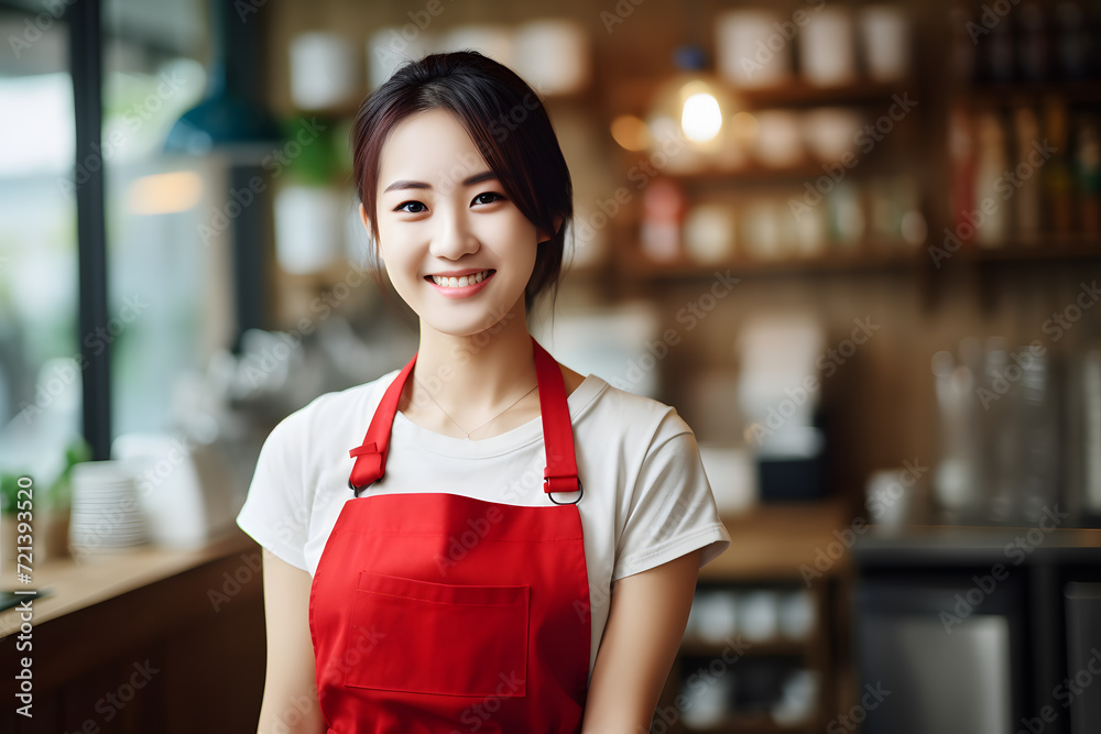 portrait of a restaurant worker woman