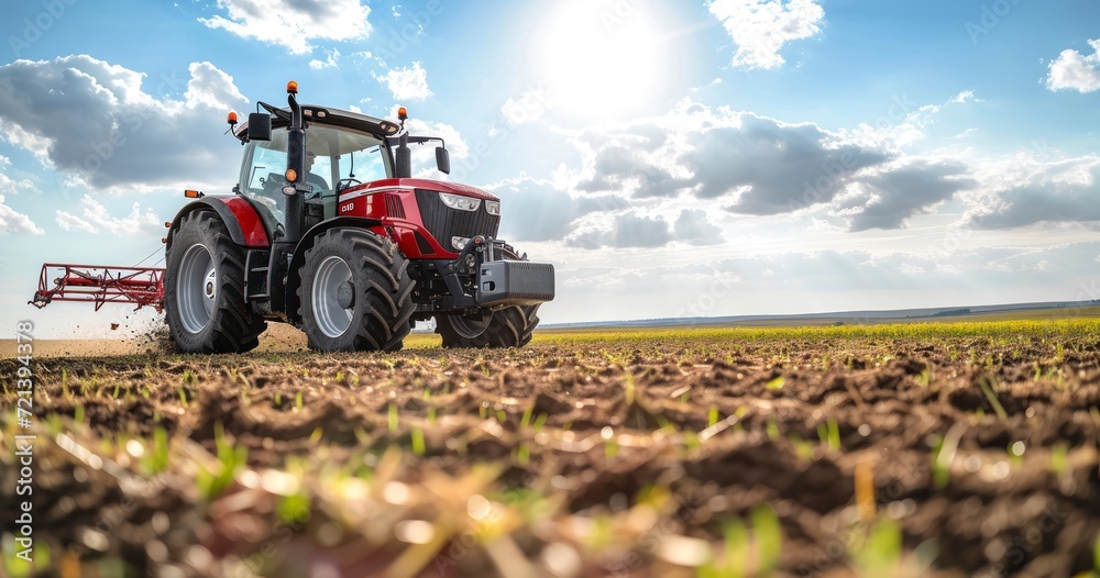 A Glimpse of a Farmer Driving a Tractor, Shaping the Land's Bounty A Glimpse of a Farmer Driving a Tractor, Shaping the Land's Bounty
