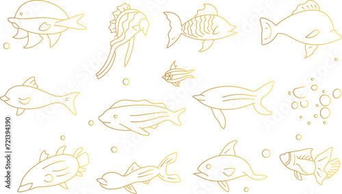 Ocean Life Exploration Single Continuous Line Drawing Sea Creatures Dolphins Turtles Coral Reefs vector