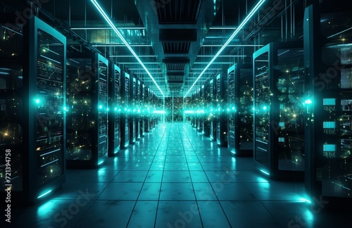 Advanced Technology Data Center with Neon Glow