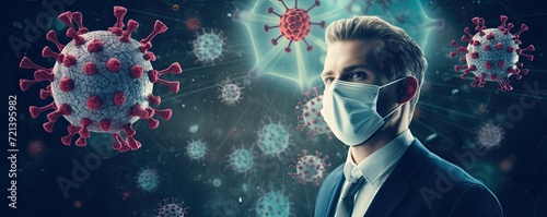 Man in a medical mask against covid-19 virus. Covid-19 theme.