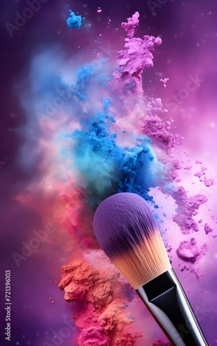 Makeup brush with cosmetic color powder