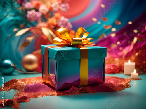Gift boxes and bright colored backgrounds