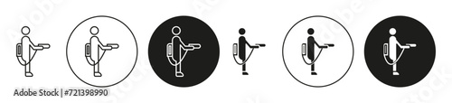Mite disinfectant man linear art icon set. Mite disinfectant man vector mark for web