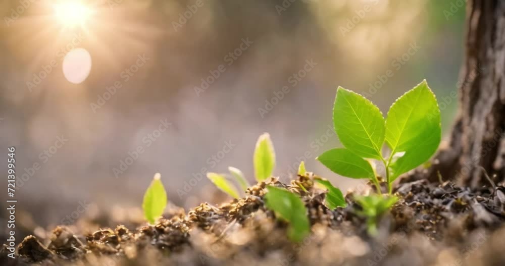 Tree seedlings growing in the ground, protecting the environment, ecology concept, earth day Tree seedlings growing in the ground, protecting the environment, ecology concept, earth day