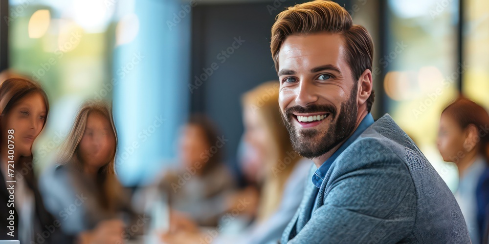 Handsome man embodies the essence of learning, planning, coaching, and business development in a professional setting. Handsome man embodies the essence of learning, planning, coaching, and business development in a professional setting.