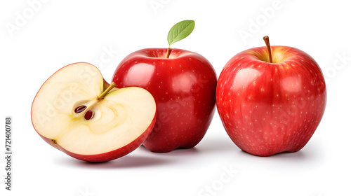 Red apple slice on white background
