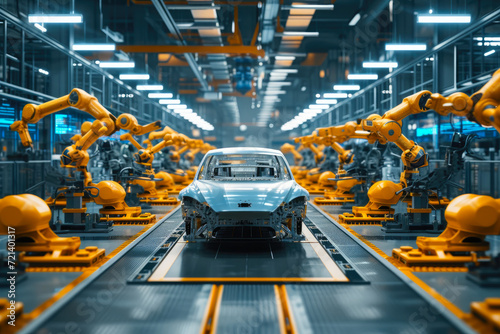 Automated Precision: Robotics Transforming Electric Vehicle Factories © Andrii 
