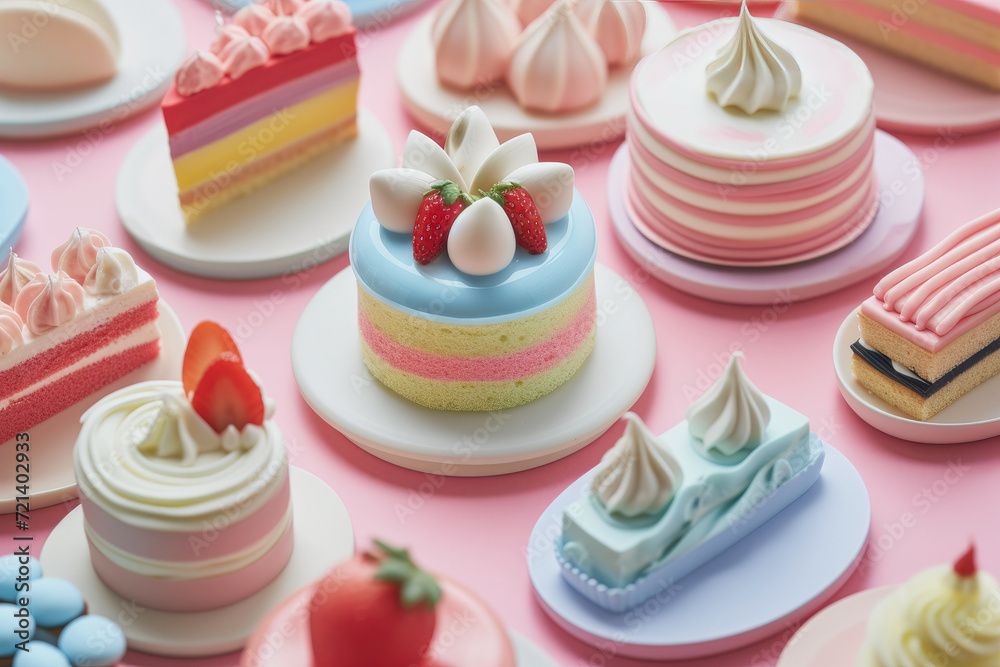 Elegance in Confection: Pastel Isometric Cake Details Elegance in Confection: Pastel Isometric Cake Details