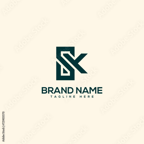 Alphabet initial letter SK KS logo design template - vector.