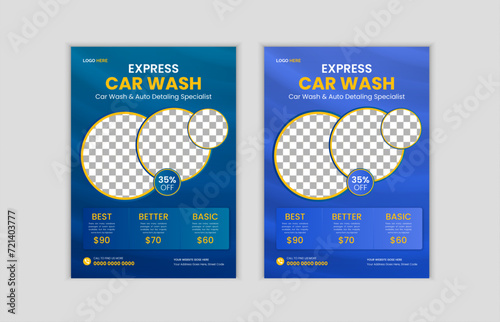 
Vector car wash service flyer poster design template. car wash service promotional poster flyer template. service, Housekeeping, wash, clean or home repair service marketing flyer template design
