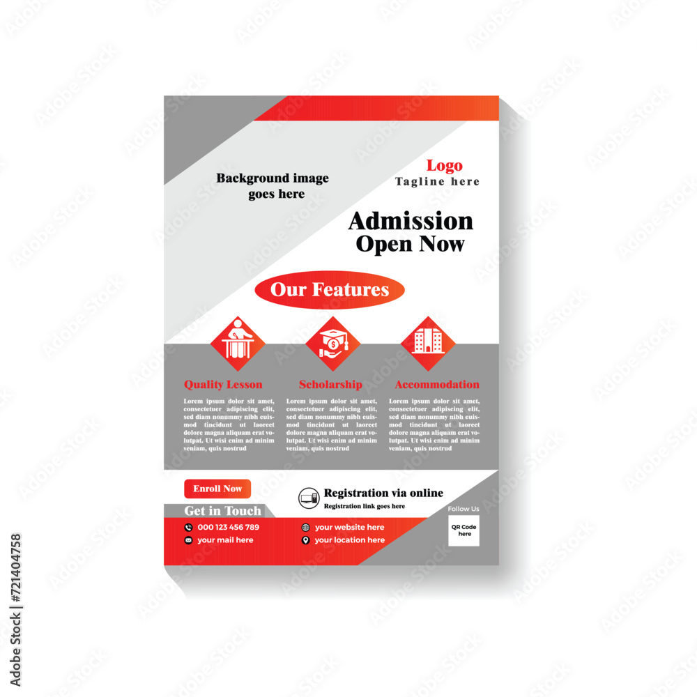 Admission flyer design template, Business flyer design design template, Corporate design, Creative flyer template, Educational flyer, Admission open, Admission going on, Kids back to school flyer