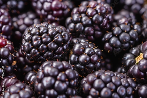 Close-up of a pile of ripe blackberries