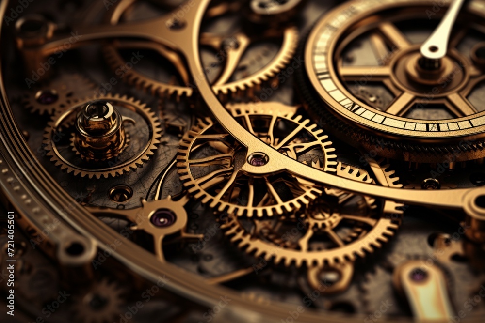An abstract clockwork mechanism with gears turning in rhythmic precision