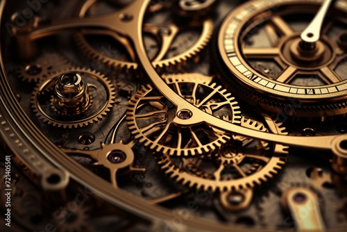 An abstract clockwork mechanism with gears turning in rhythmic precision