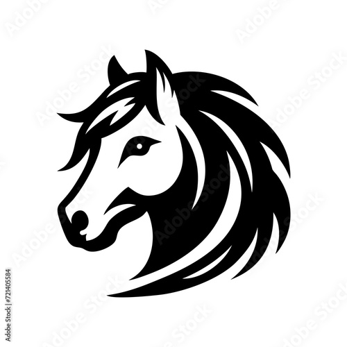 Black horse head silhouette icon. Rearing up horse side view. Vector illustration