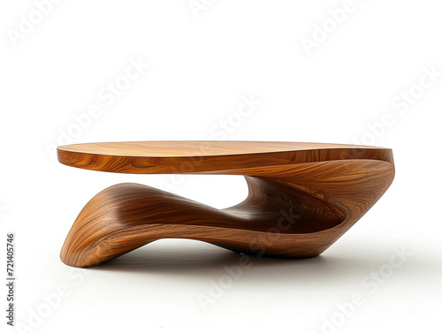 Beautiful modern design coffee table made of wood isolated on a white background. Minimalist style. © Aisyaqilumar