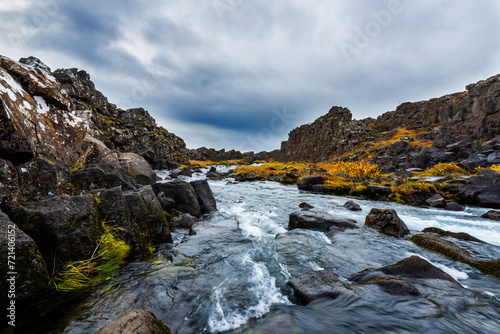 River in the mountains  The mystical landscape of Iceland