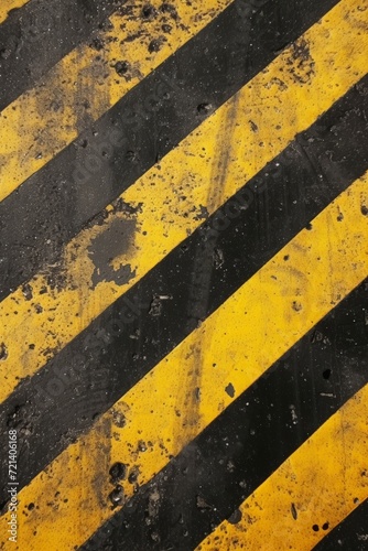 Yellow and Black Striped Road Background - Industrial Site Specific Painting created with Generative AI Technology © Sentoriak
