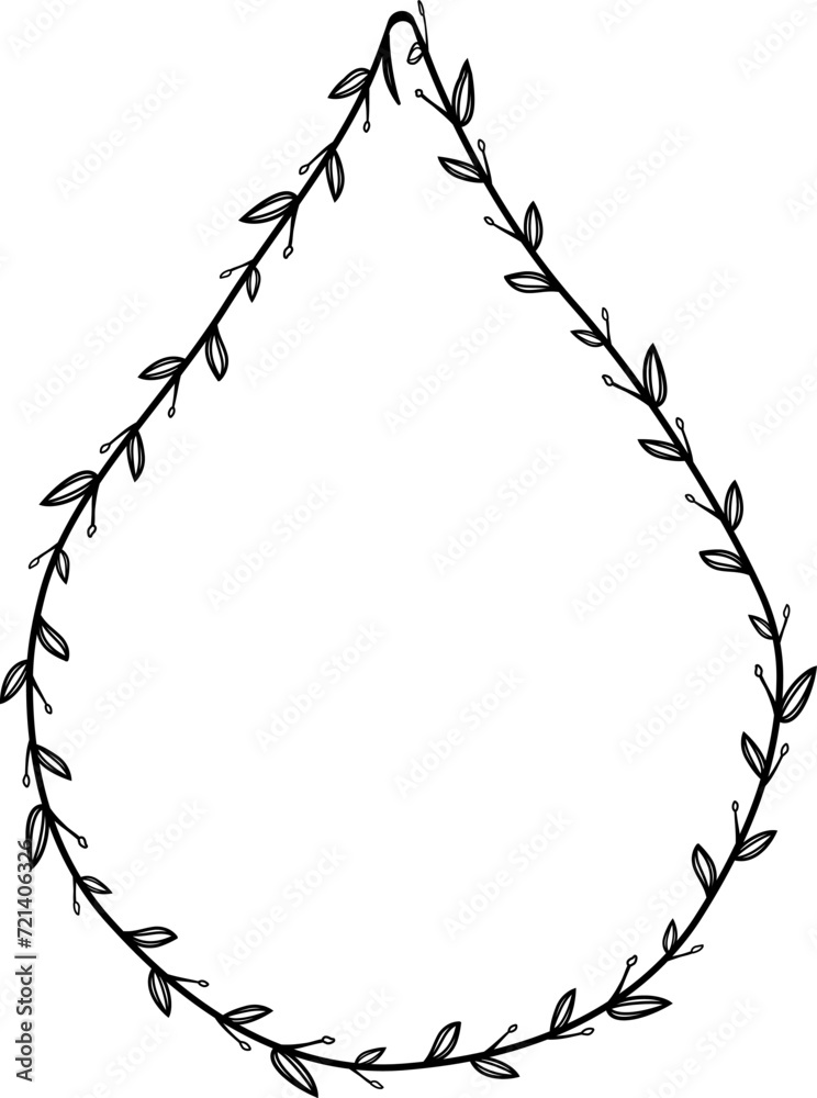 Drop shape Flower wreath frame leaf vector floral border picture frames Branch laurel botanical silhouette black elements decoration greeting wedding frames Drop shape Flower wreath frame leaf vector floral border picture frames Branch laurel botanical silhouette black elements decoration greeting wedding frames