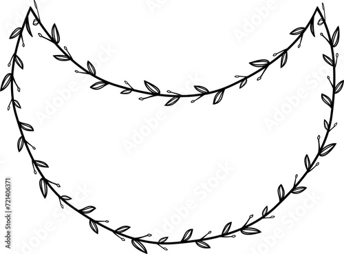 Crescent shape Flower wreath frame leaf vector floral border picture frames Branch laurel botanical silhouette black elements decoration greeting wedding frames