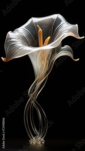 Glass sculpture of a calla lily.Generative AI