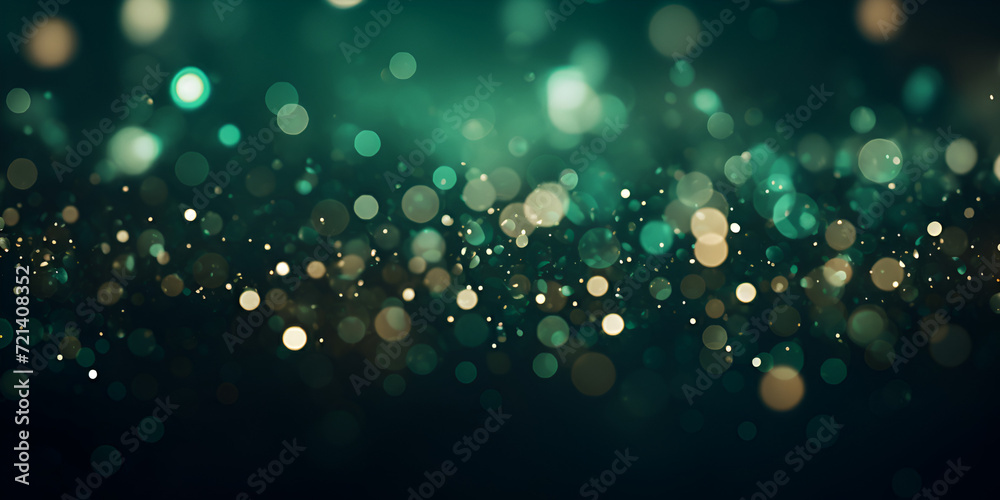 Glimmering Harmony: Green and Gold Elegance with Bokeh Bliss