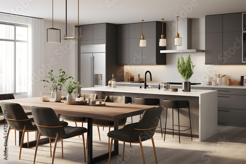 Sleek Transitional kitchen with minimalist desig photo