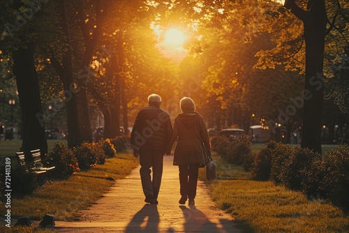 Elderly Lovebirds: A Peaceful Day at the Park,Golden Years Bliss: Couple Enjoying Park Serenity