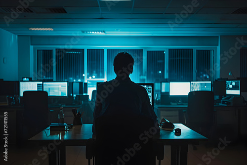 Silhouette of a Person Working in Cybersecurity Department