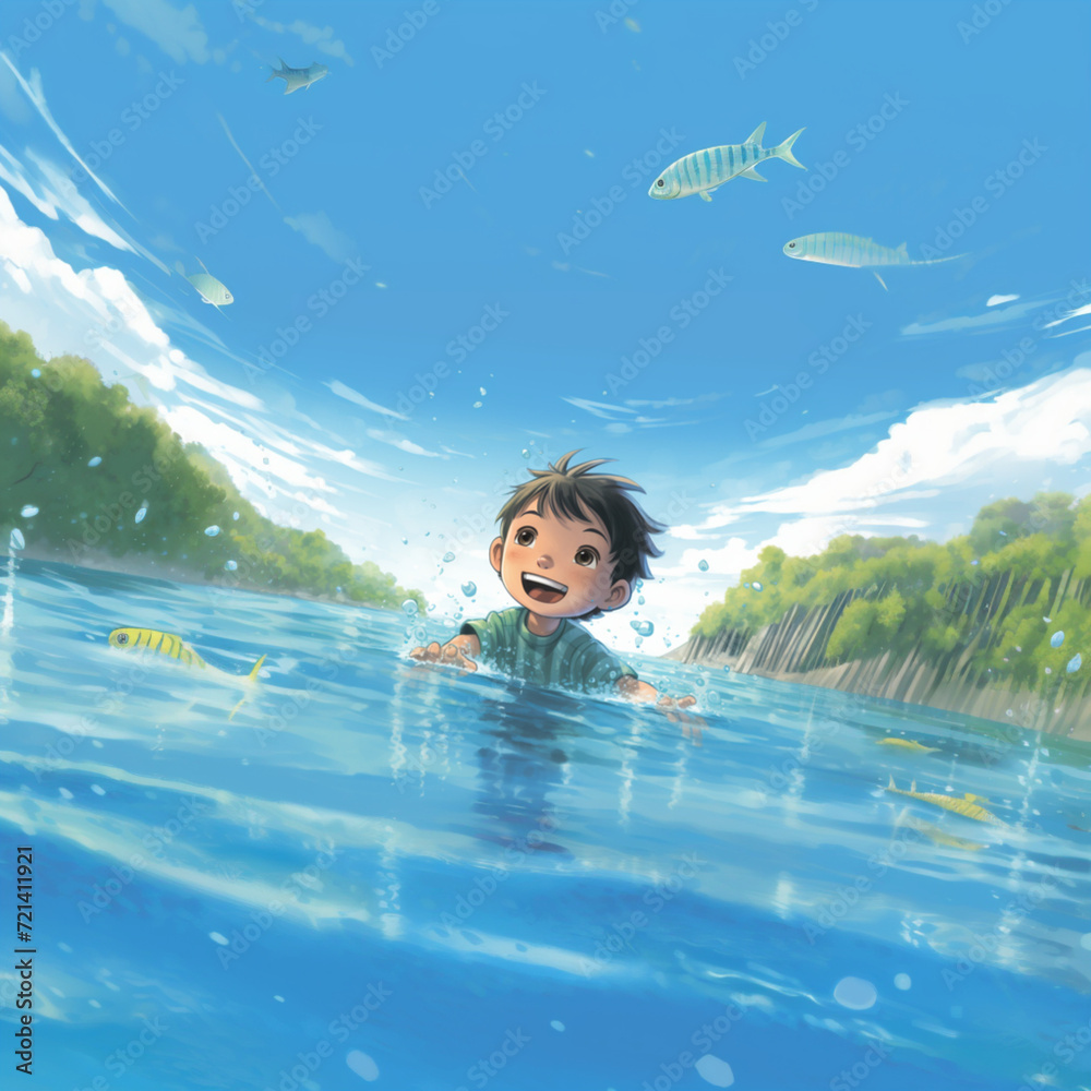 woman in the water sea boy child ai generative woman in the water sea boy child ai generative