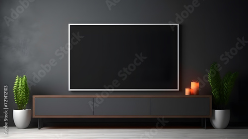 smart tv blank screen hanging on modern interior