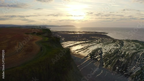 4k Aerial View Of Englad's Coastline, St Audries Bay , Somerset photo