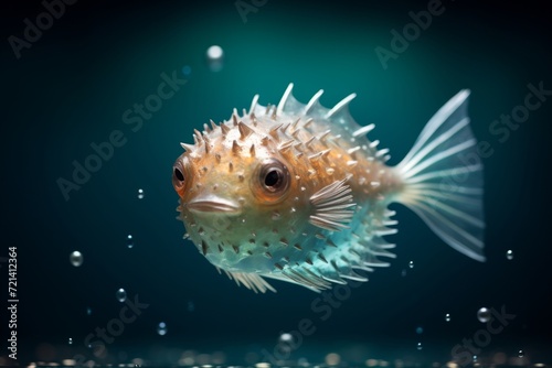 pufferfish swimming in the deep sea