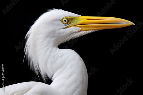 the white bird has a long yanked beak photo