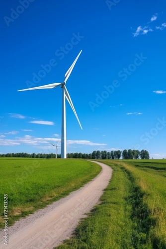 wind turbines on a forest stock photo