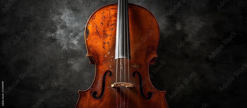 Serene Cello: An Enchanting Isolated Instrument on a Captivating Black Background