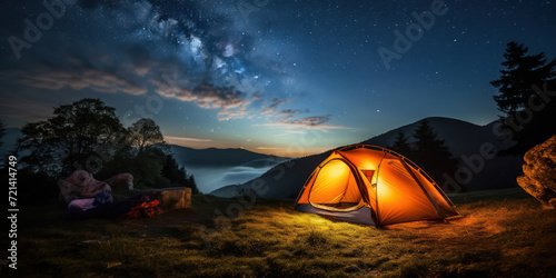 Starry Mountain Camping Adventure: A Midnight Encounter with the Milky Way