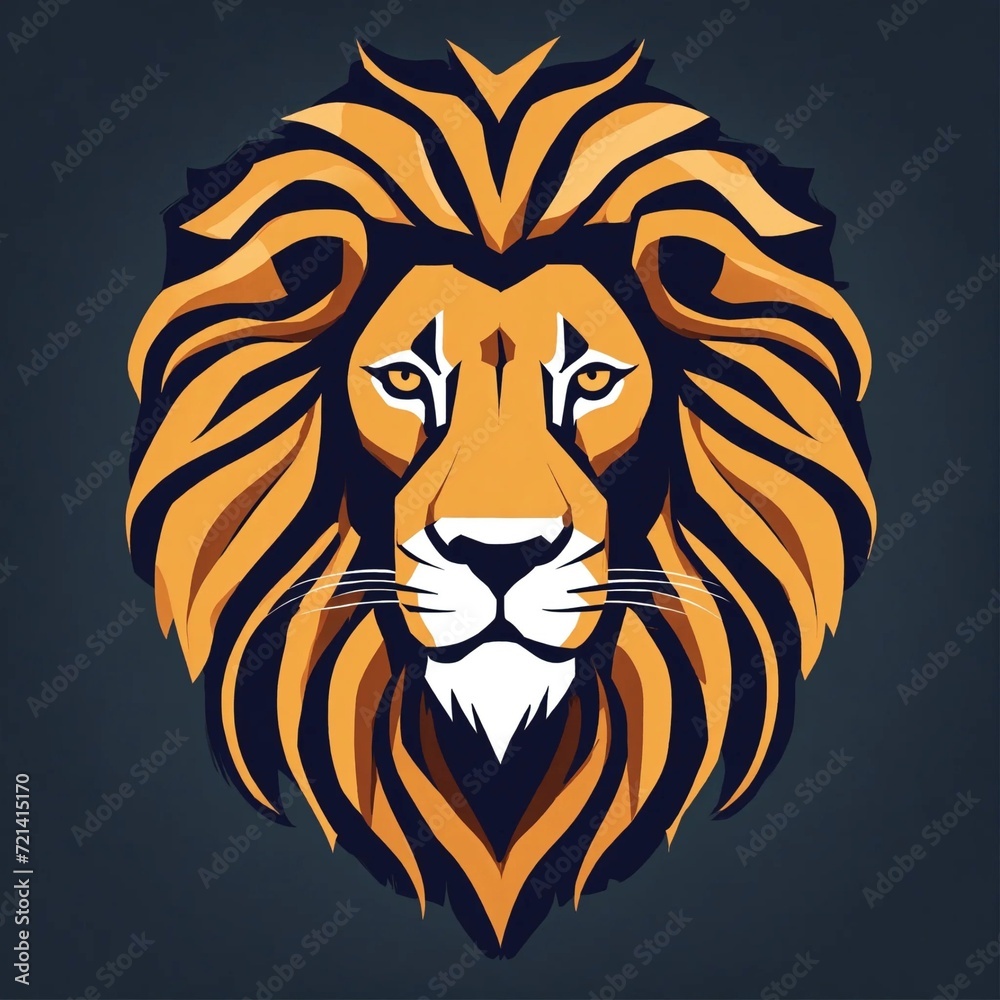 flat vector logo of lion