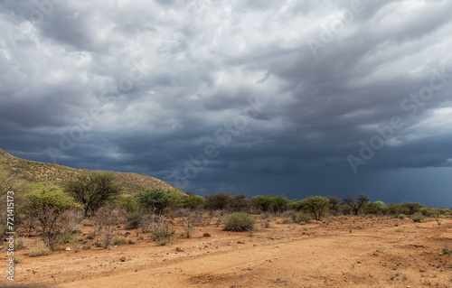 Rain clouds over the landscape near Omaruru, Namibia