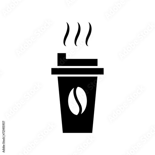 Vector icon cup of coffee. Paper cup logo template