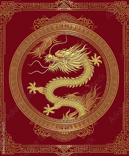 a golden dragon depicted with scales and flowing lines to indicate movement