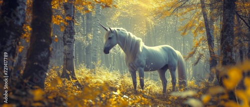 A Majestic Unicorn In An Enchanting Forest  Brought To Life Through Art.   oncept Magical Creatures  Enchanting Forest  Majestic Unicorn  Artistic Creations