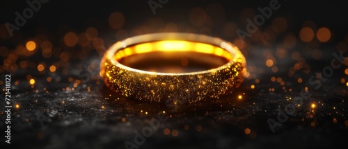 A Stunning And Opulent Design Showcasing A Radiant Golden Ring Against A Dark Background. Сoncept Golden Jewelry, Opulent Design, Radiant Ring, Dark Background, Stunning Showcase